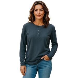 SKIMS Women’s Long Sleeve Soft Stretch Cotton Shirt Dark Slate Blue Size M - NWT
